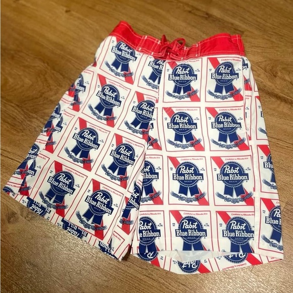 Pabst Blue Ribbon all over print swim trunks size s - Picture 2 of 2